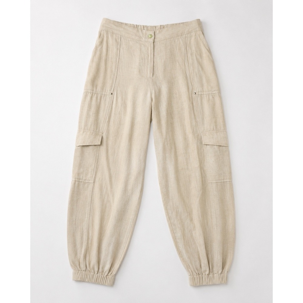 Elie Tahari Beige Lyocell Blend Cargo Jogger Pants Womens Large L Utility